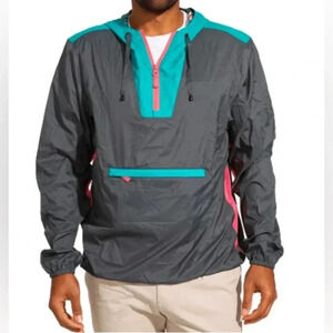 Chubbies, Men's March of the Toucans Packable Windbreaker Dark Gray Size Large